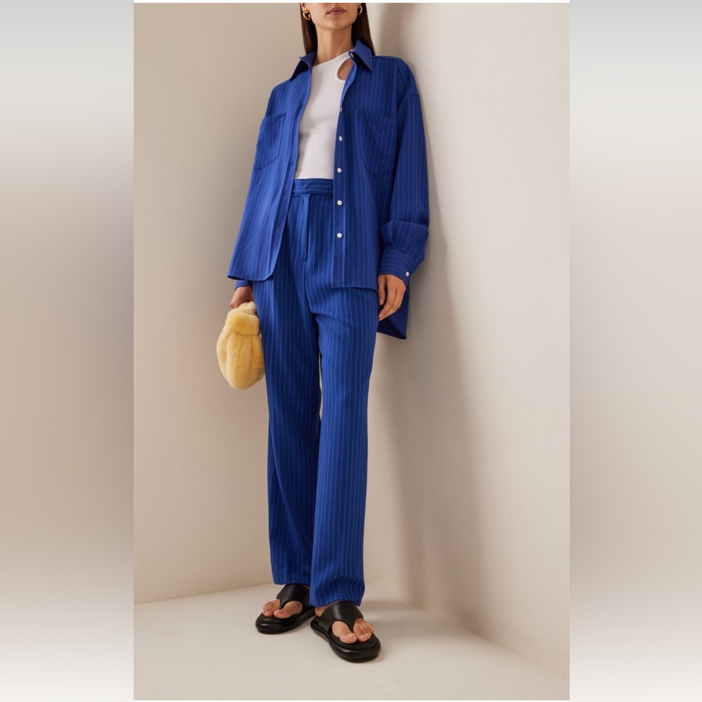 The Frankie shop bea pleated pinstriped straight leg trouser